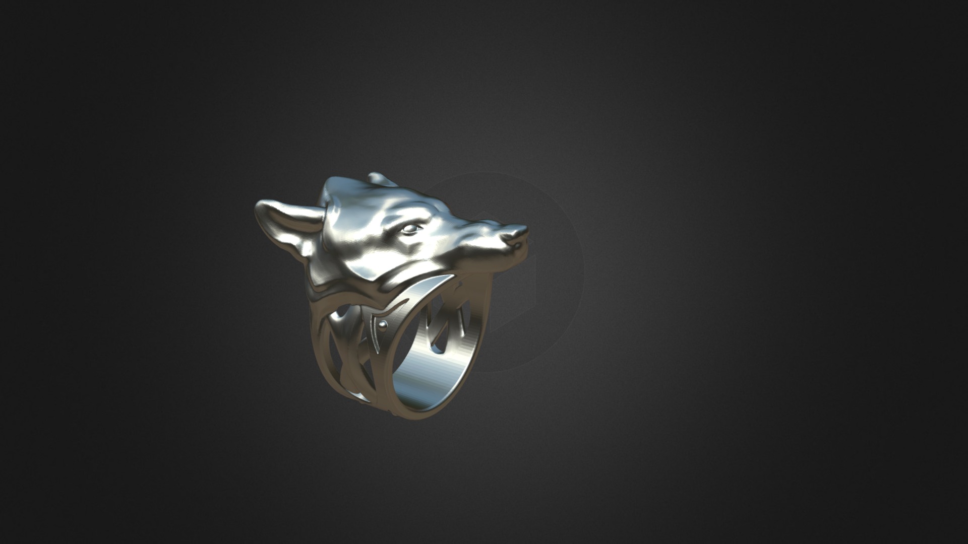 3D model wolf ring - This is a 3D model of the wolf ring. The 3D model is about a silver and blue fish.