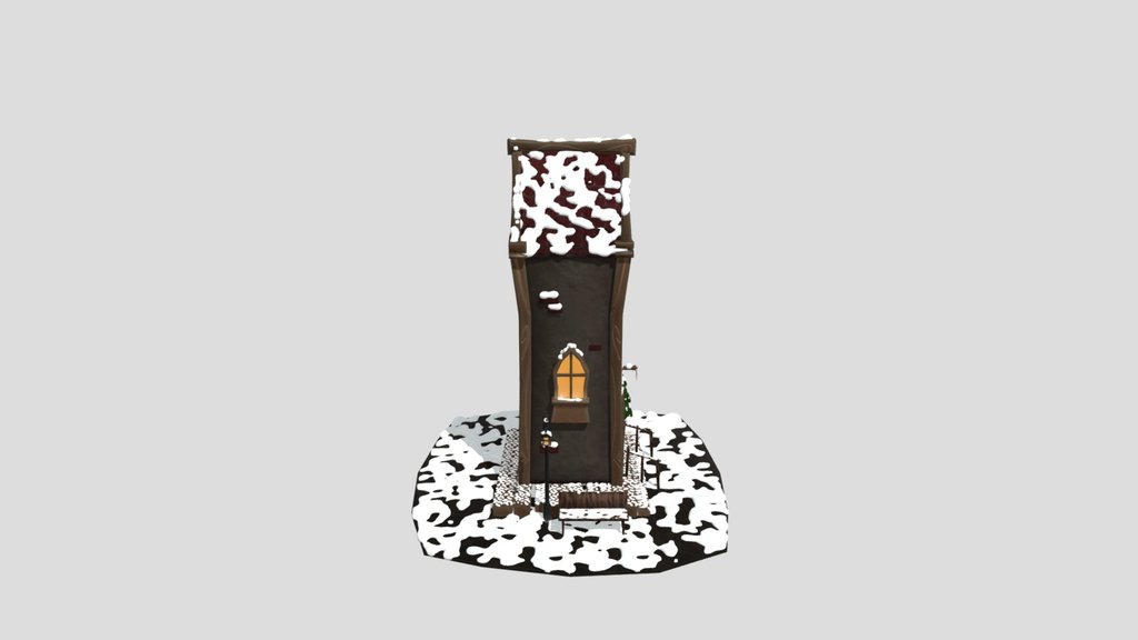 Winter House With Snow