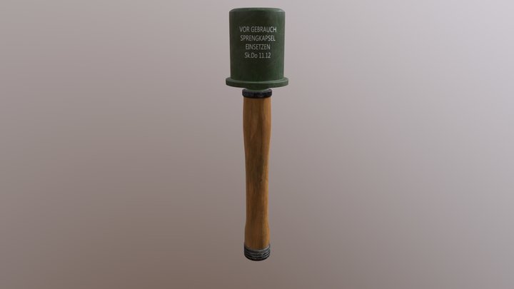 German WWII M24 Stick Grenade 3D Model