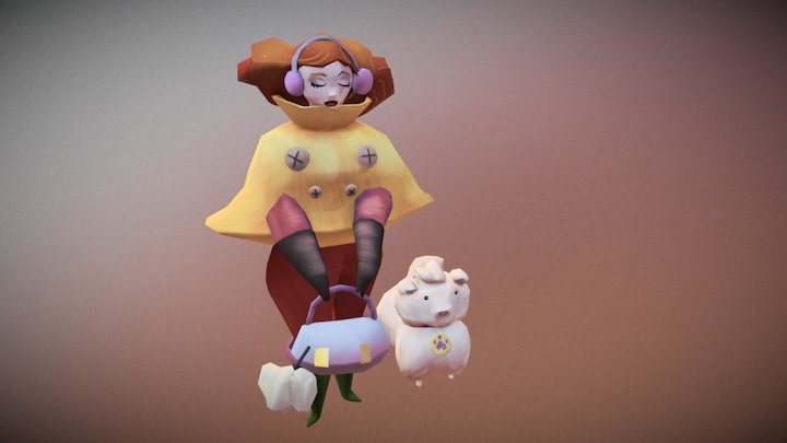 The lady and the dog 3D Model