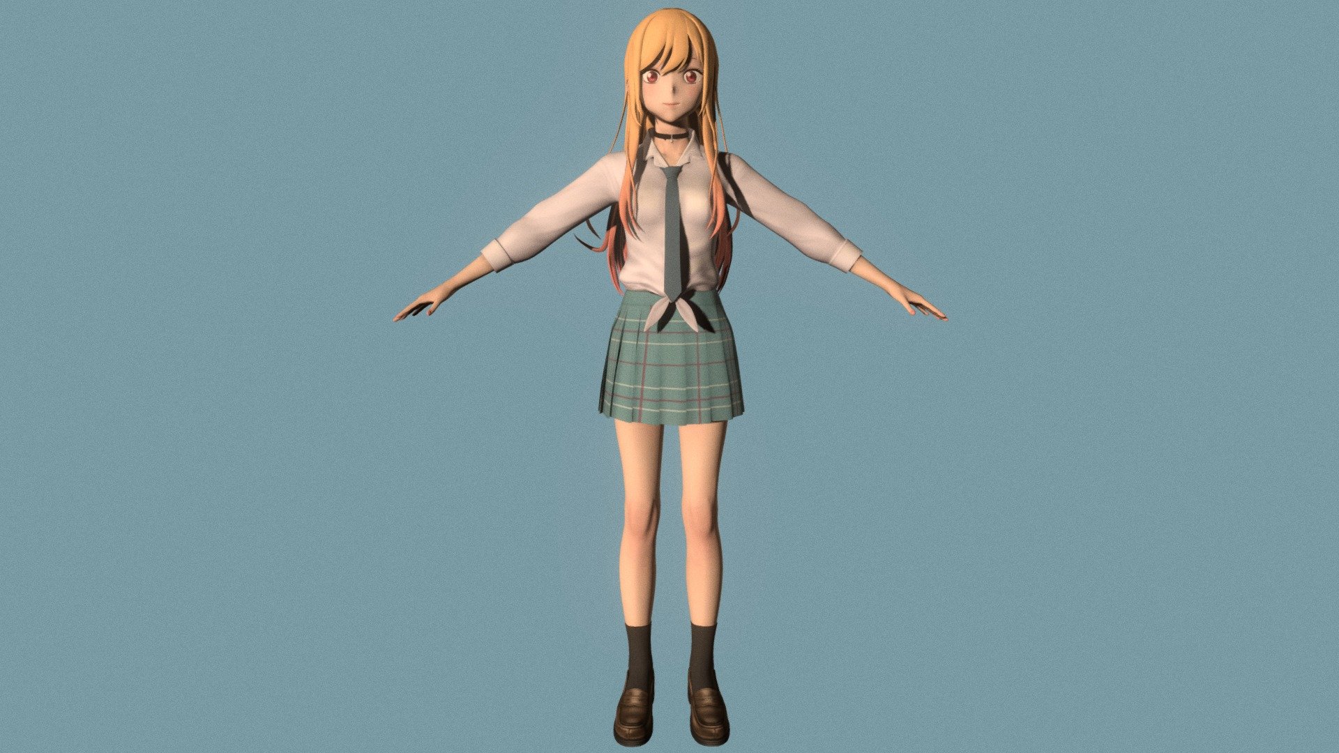 T pose nonrigged model of Marin Kitagawa anime girl 3D model