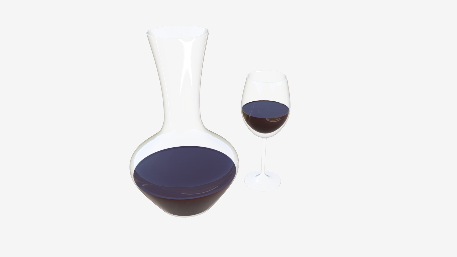 3D model decanter with wine - This is a 3D model of the decanter with wine. The 3D model is about a glass of wine next to a vase.
