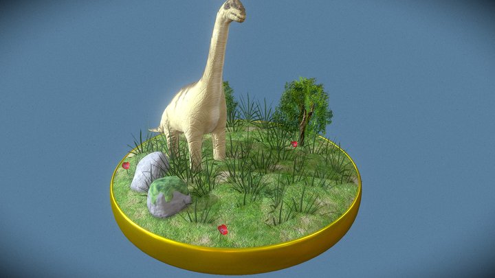 Dinosaur diorama 3D Model