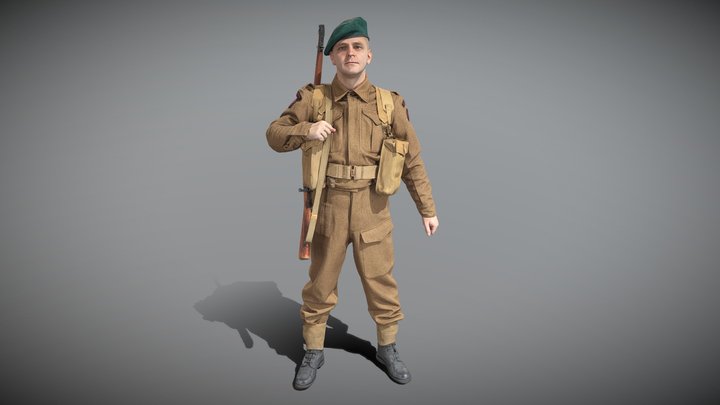 British commando character from World War 2 40 3D Model