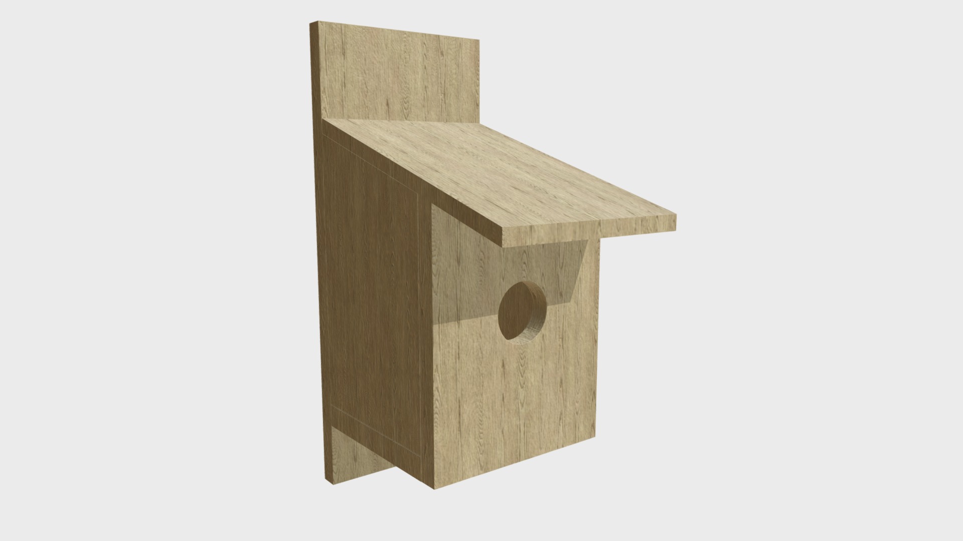 3D model Nest box - This is a 3D model of the Nest box. The 3D model is about a wooden box with a hole in it.