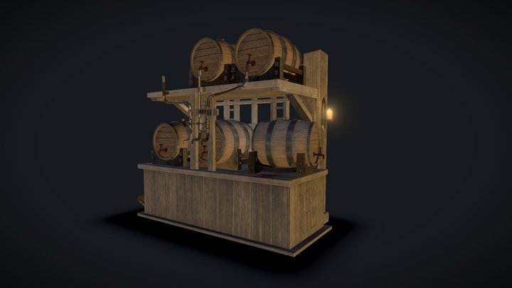 Medieval barrel stand 3D Model