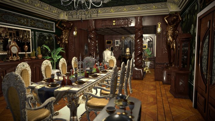 Victorian Inspired Dining room 3D Model