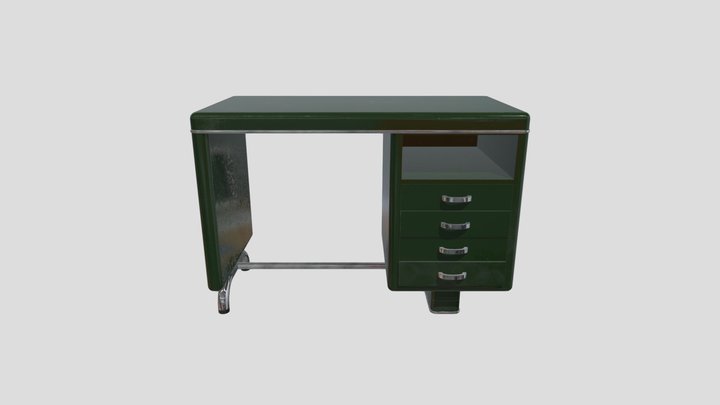 Rationalist metal office desk 3D Model