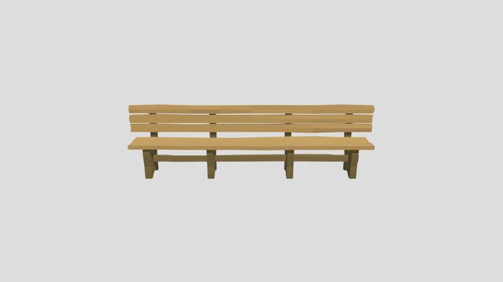 LowPoly medieval big bench 3D Model