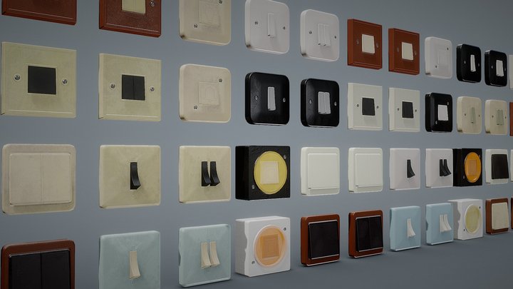 Soviet Light Switches Collection - 40+ Variants 3D Model