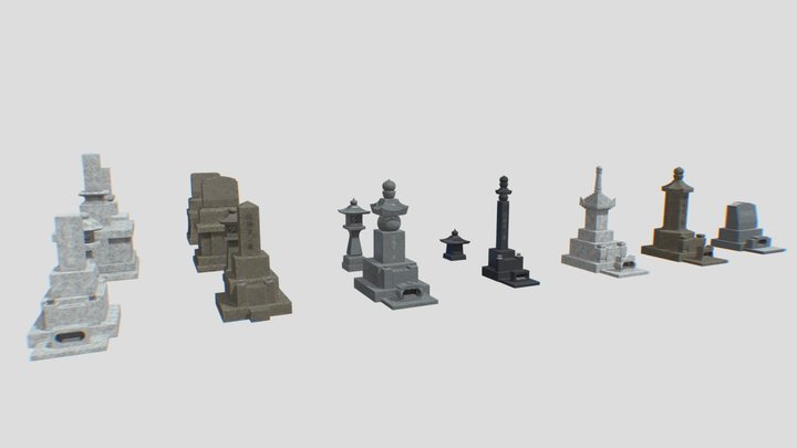 Japanese Graves preview 1 3D Model