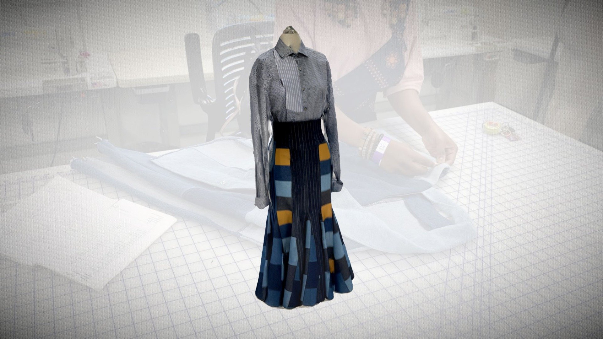 Patched Denim Skirt