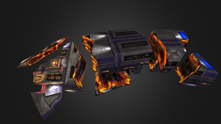 ISC Freighter Damaged 3D Model