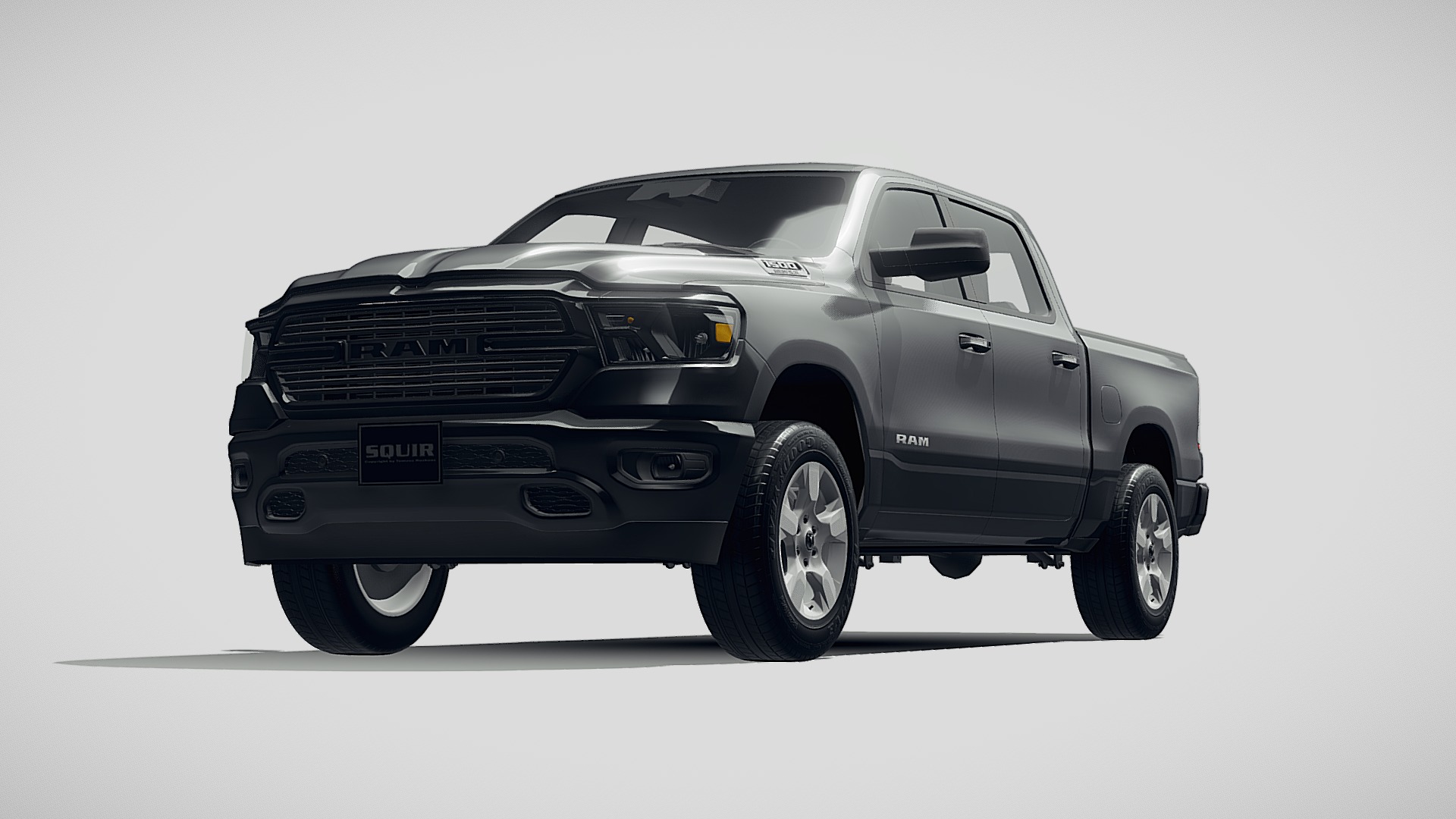 3D model Dodge Ram BigHorn 2019 - This is a 3D model of the Dodge Ram BigHorn 2019. The 3D model is about a black car with a white background.