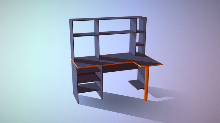 Office table black and orange 3D Model
