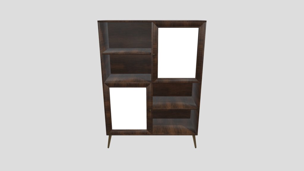 Wood And Rattan Bookshelf