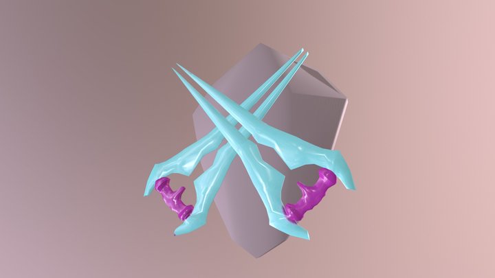2 Energy Sword, One Shield 3D Model