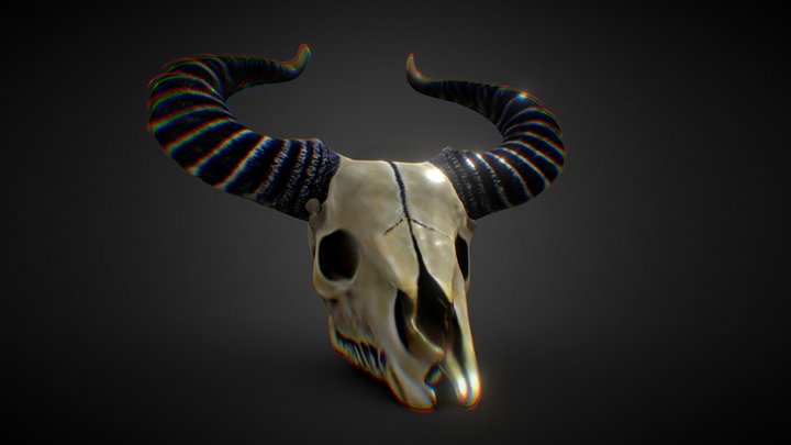 Horned Animal Skull 3D Model