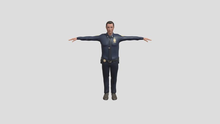 Realistic Male Police Officer 3D Model