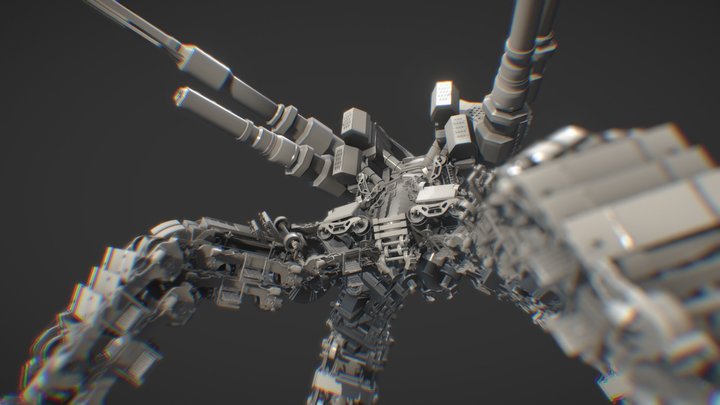 ZBrush 4R4 how to draw mech using insert mesh.1 3D Model