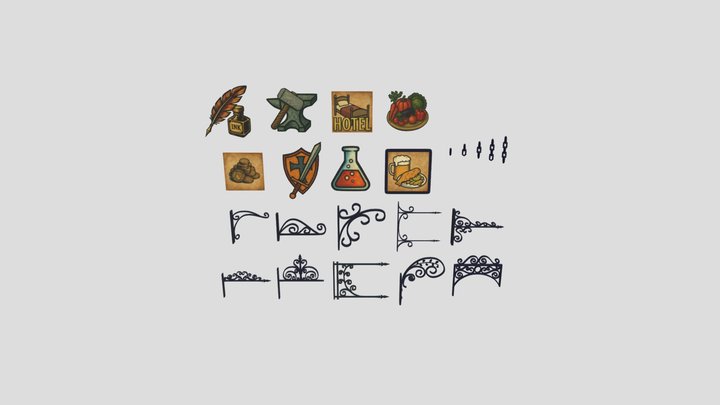 Wrought Iron Signboards 3D Model