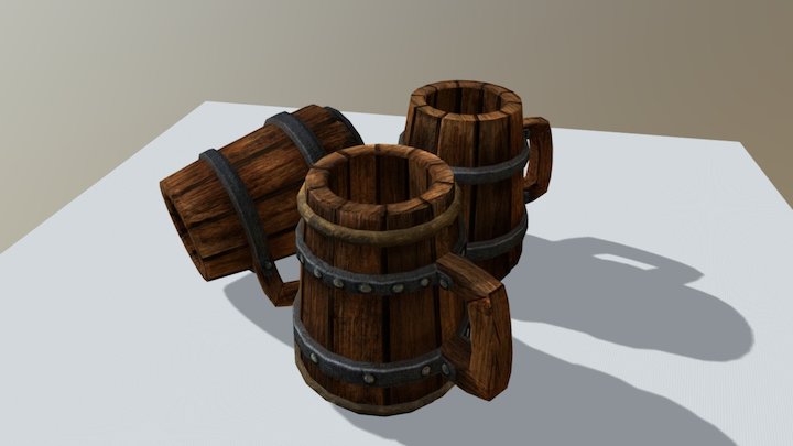 Wooden Beer 01 3D Model