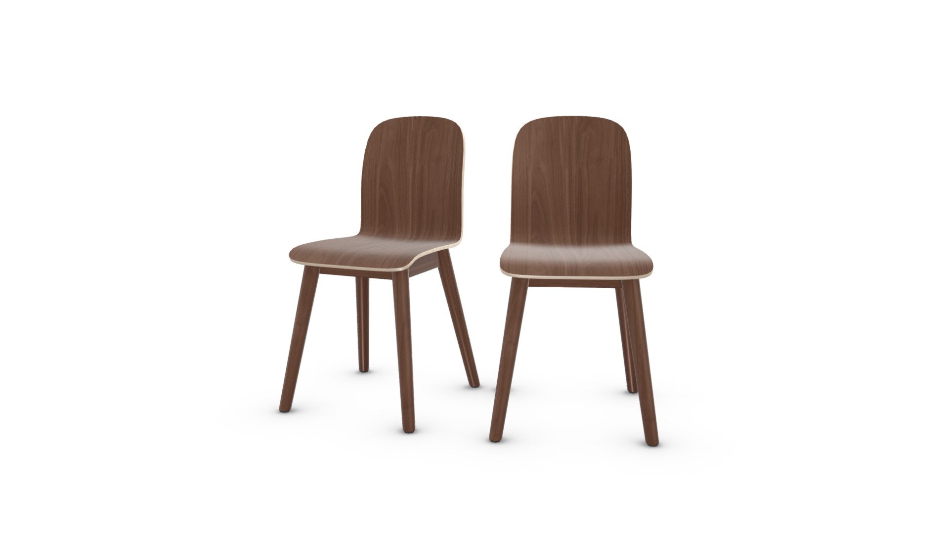 Set of 2 Universal dining chairs, walnut 3D model by (made