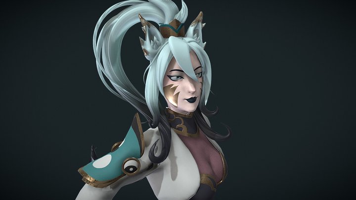 Brush Stroke Ahri 3D Model