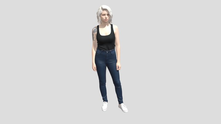 Tattooed Blonde In Jeans – Modello 3D gratuito STL