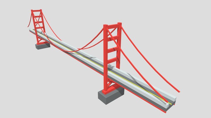 Golden Gate Bridge Low Poly 3D Model