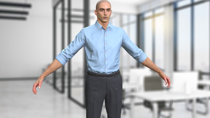 Business man in Pants Shirt Game Assets 3D Model