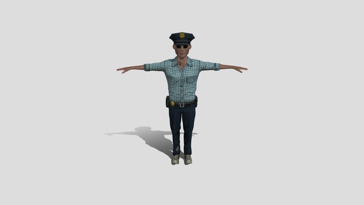 PUBG Style Male Character_ Semi Policeman Suite 3D Model