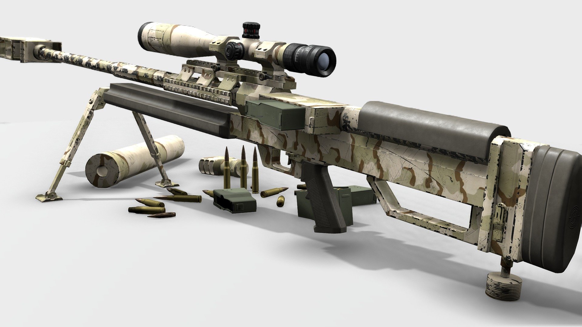Steyr HS 50 M1 50 BMG Anti material Sniper Rifle 3D Model By 