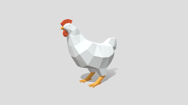 Stylized Low Poly Chicken 3D Model