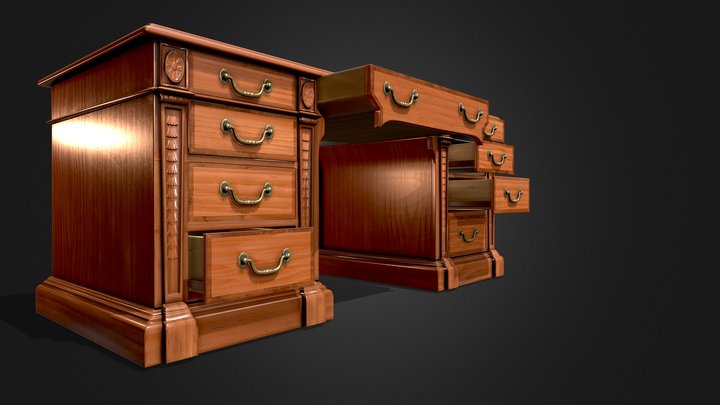 Victorian Desk Game-Ready 3D Model
