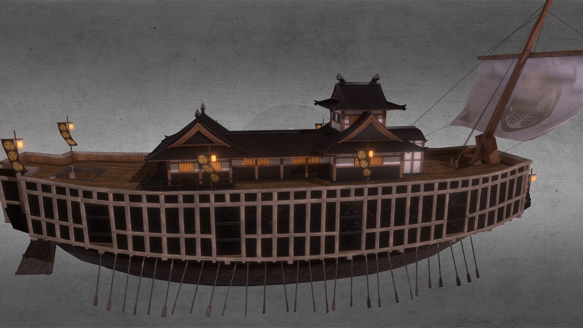 Atakebune Japanese Medieval Warship - Download Free 3D model by LukasSI ...