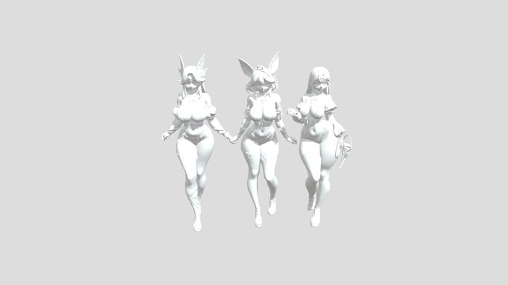 Trio of Fantasy Beings 3D Model