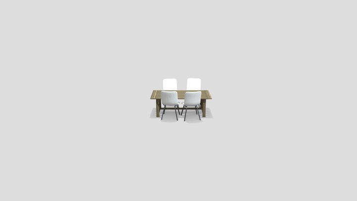 Tisch_und_vier_Stühle 3D Model