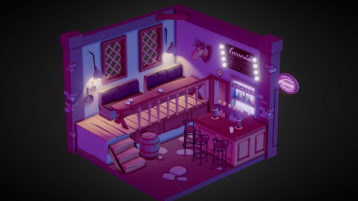 Freissneid - Restaurant Diorama 3D Model