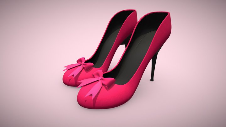 Simple strappy sandal high heel shoes (3D Model Asset)(Commercial lice –  Cupkake