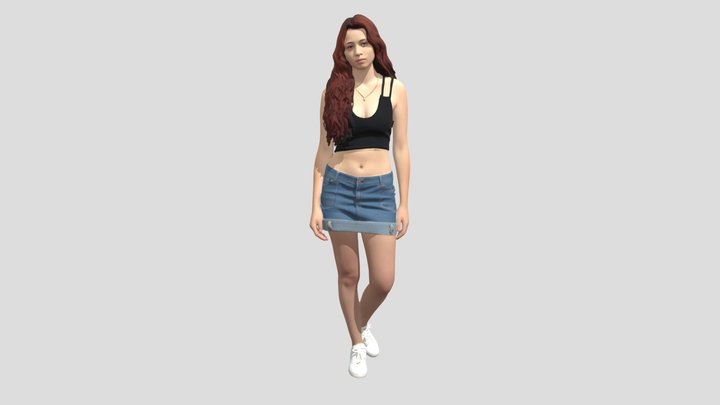 Red-Haired Casual Denim Look – Modello 3D gratuito STL
