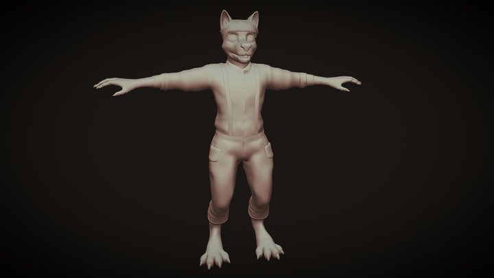 WIP - Anthro Wolf Stylized 3D Model