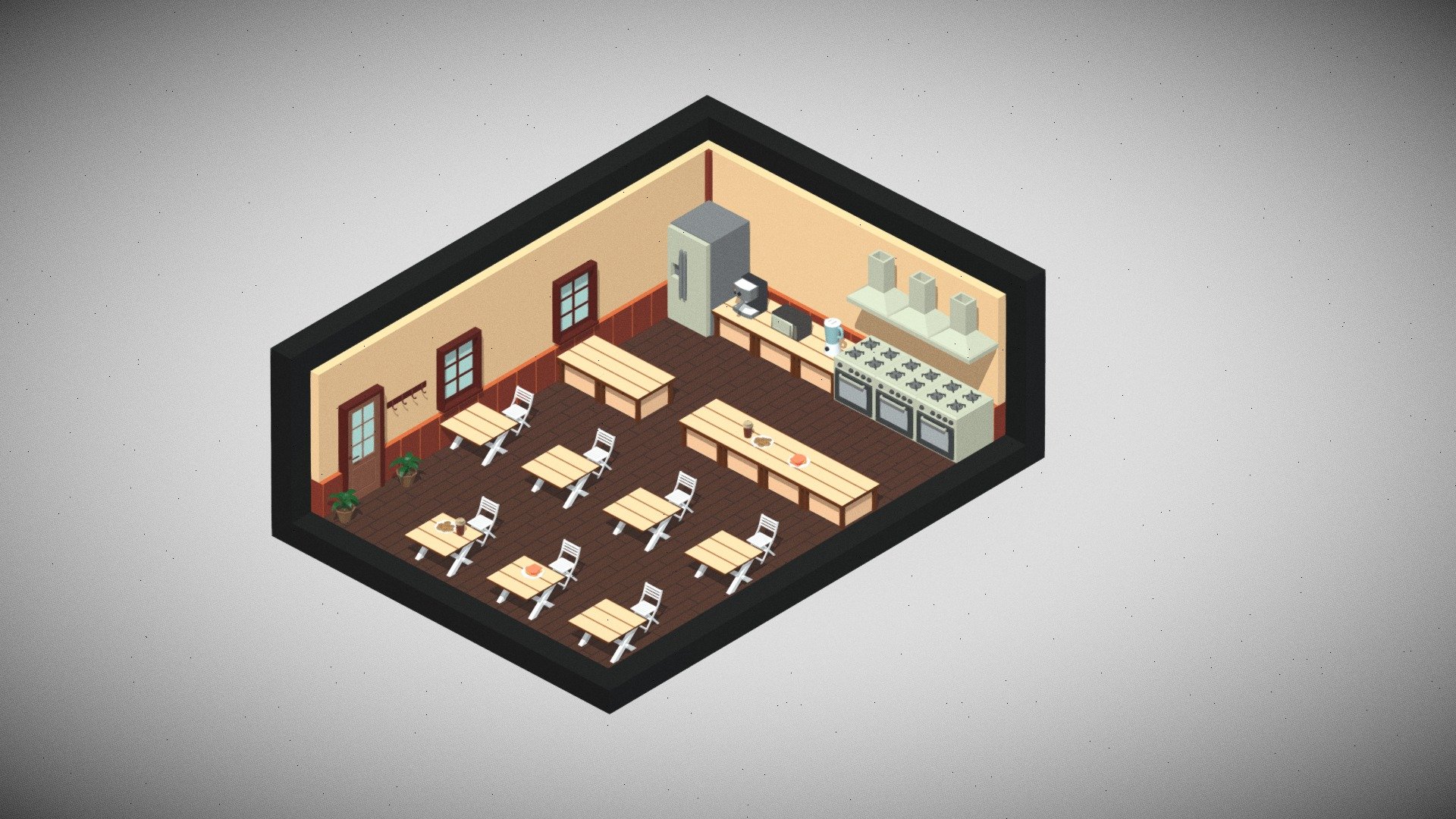 Isometric Restaurant - Download Free 3d Model By Juliaauler [53a6ad6 