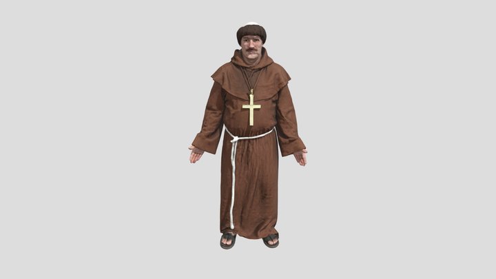 Monk in Robes 3D Model