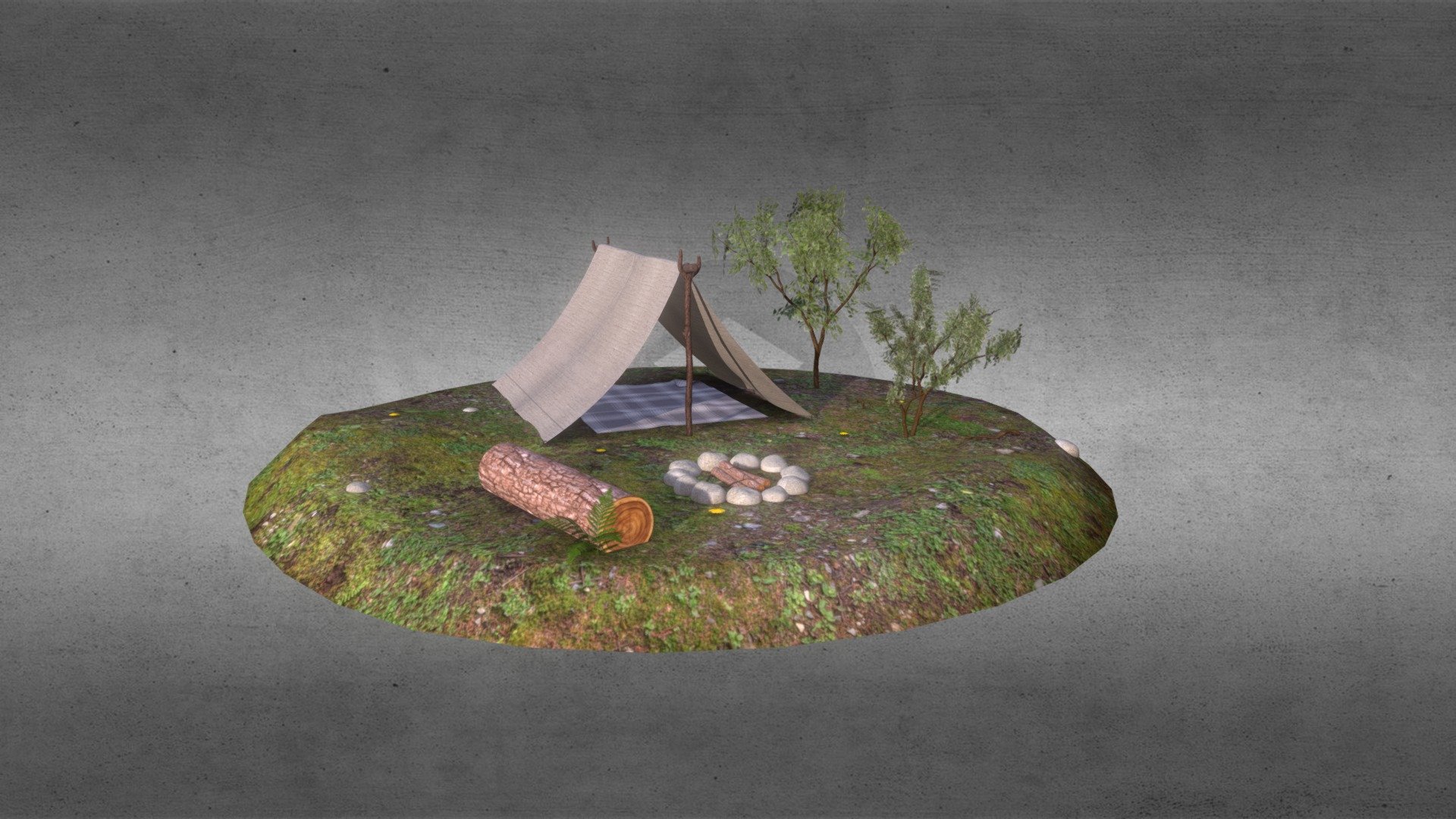 A tent on the edge of the forest — Sketchfab embed 3D viewer