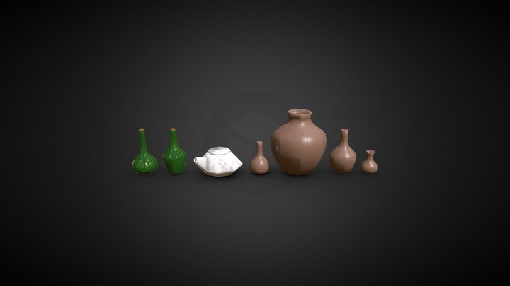 Low Poly Ancient Pottery Pack of 7