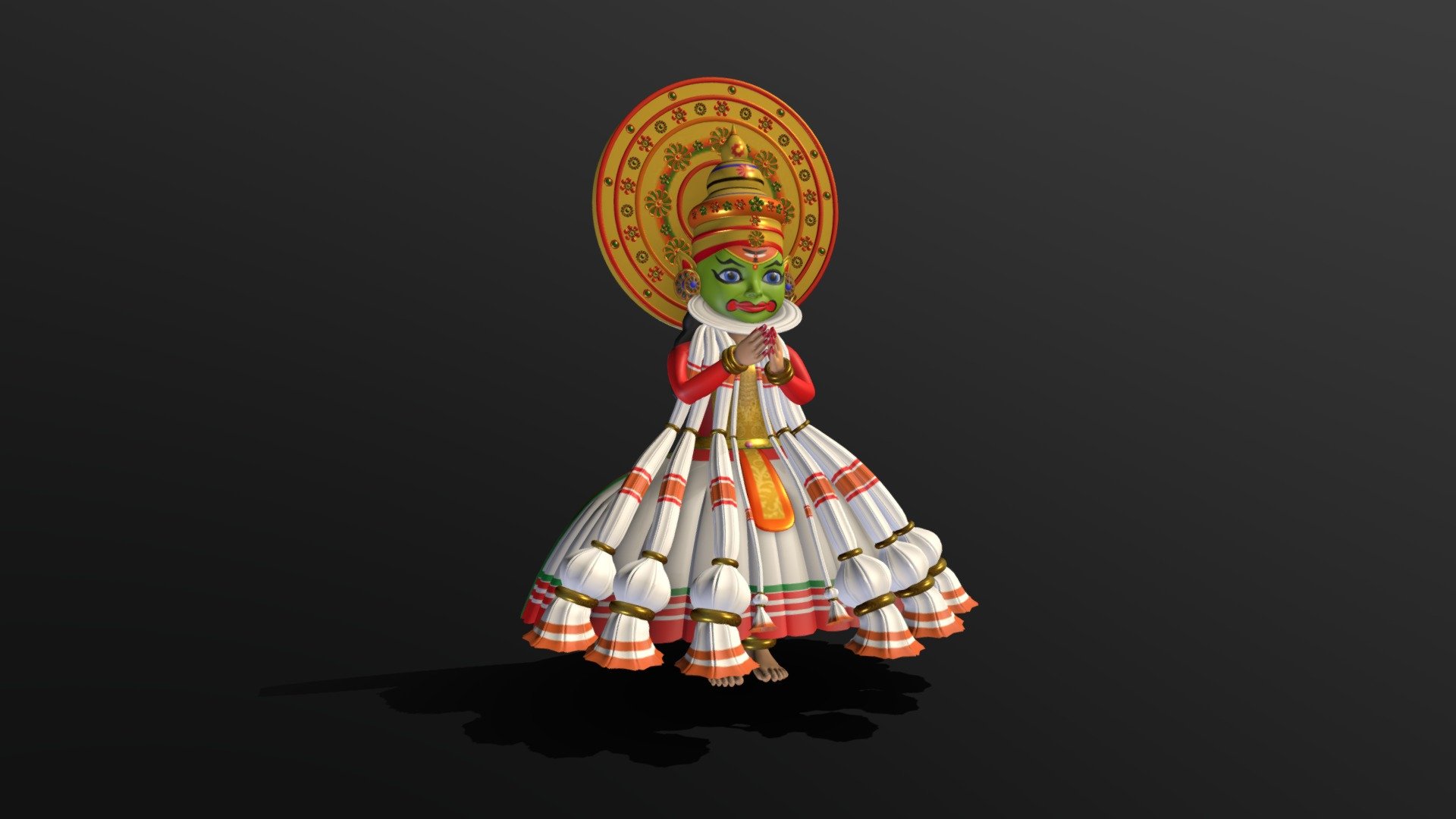 Cartoon Kathakali Dancer - 3D model by  (@)  [53b05f2]