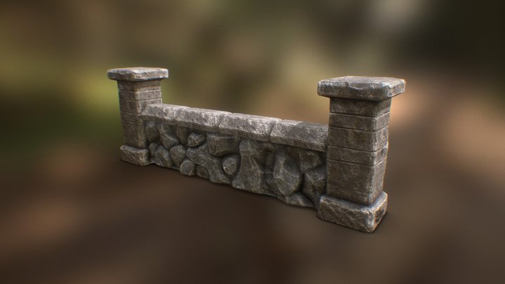Stone Wall | Low Poly | Game Ready 3D Model
