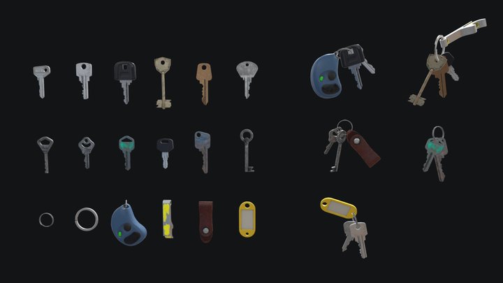 Keys & Keychains Pack 3D Model