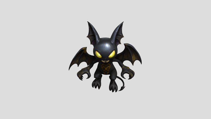 Heartless bat Yellow High Poly 3D Model